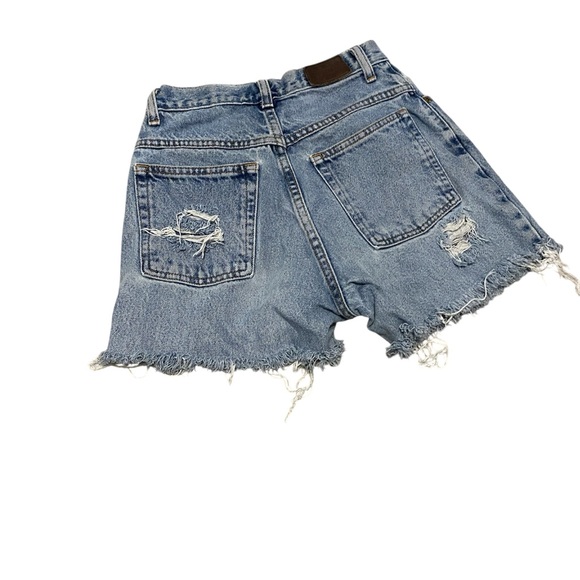 90s Distressed Grunge Vibes L.L.‎ Bean Vintage Women's Ripped Blue Denim Shorts - Picture 2 of 9